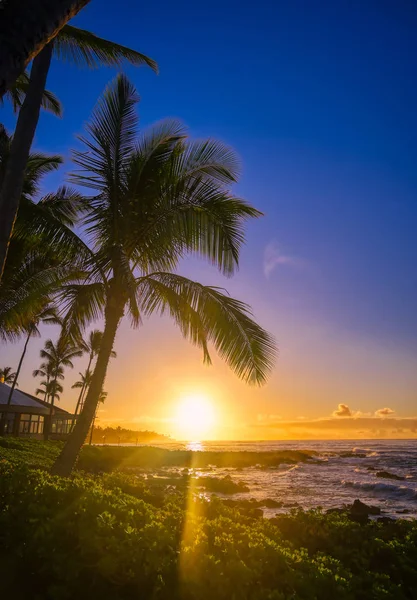 Amanecer Sobre Playa Kauai Hawaii —  Fotos de Stock