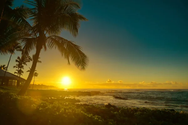 Alba Sulla Spiaggia Kauai Hawaii — Foto Stock