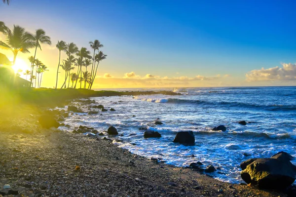 Der Sonnenaufgang Über Dem Strand Kauai Hawaii — Stockfoto