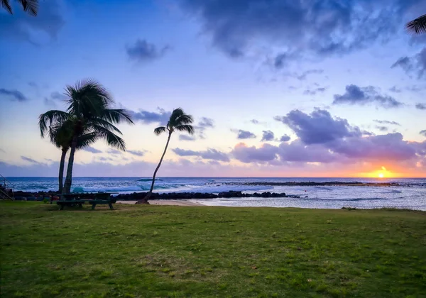 Sonnenuntergang Über Der Küste Von Kauai Hawaii — Stockfoto