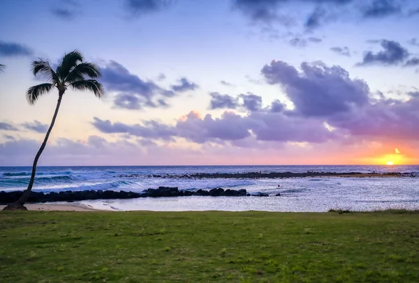 Sonnenuntergang Über Der Küste Von Kauai Hawaii — Stockfoto
