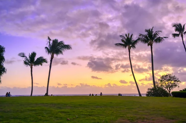 Puesta Sol Sobre Costa Kauai Hawai —  Fotos de Stock