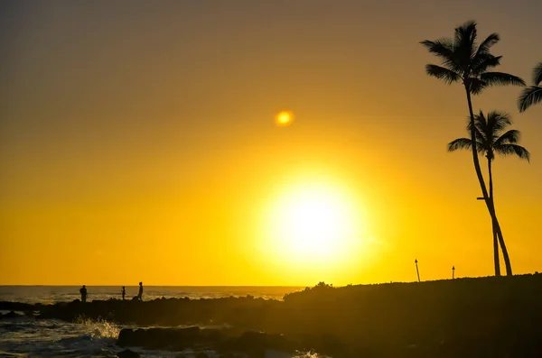 Puesta Sol Sobre Costa Kauai Hawai —  Fotos de Stock