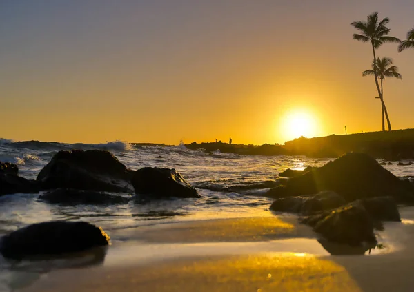 Puesta Sol Sobre Costa Kauai Hawai —  Fotos de Stock