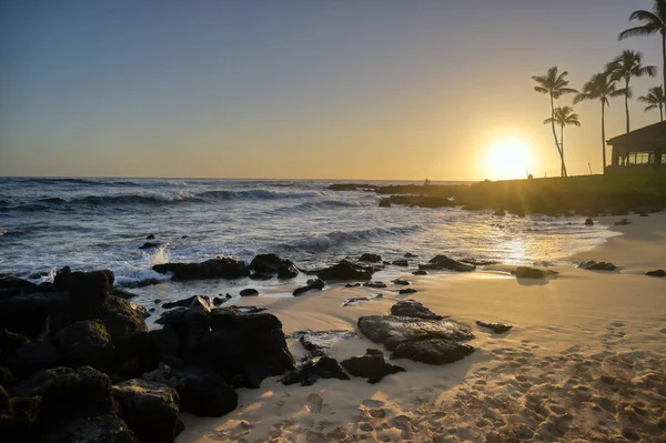 Puesta Sol Sobre Costa Kauai Hawai —  Fotos de Stock