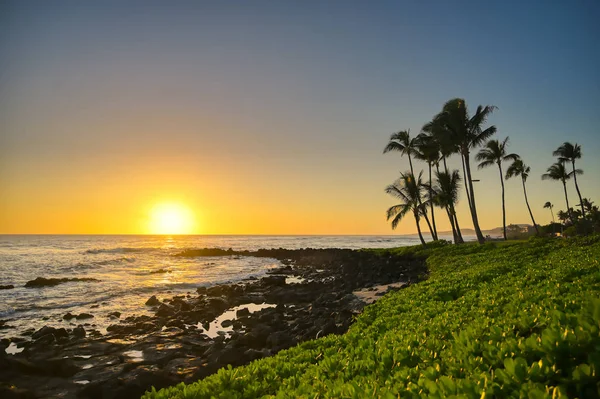 Puesta Sol Sobre Costa Kauai Hawai —  Fotos de Stock