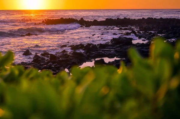 Sonnenuntergang Über Der Küste Von Kauai Hawaii — Stockfoto