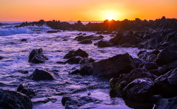 Ηλιοβασίλεμα Πάνω Από Την Ακτή Του Καουάι Χαβάη — Φωτογραφία Αρχείου