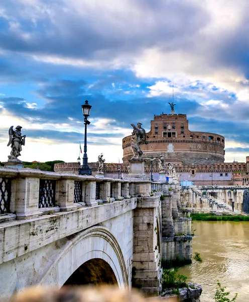 Castel Sant Angelo Angelo Bridge Located Tiber River Rome Italy — стоковое фото