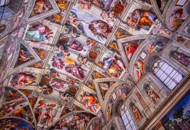 Vatikan Şehri, Vatikan - 31 Mayıs 2019 Vatikan 'daki Sistine Şapeli Tavanı.
