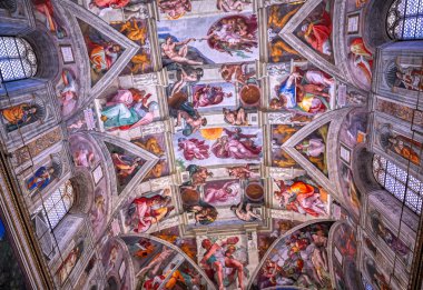 Vatikan Şehri, Vatikan - 31 Mayıs 2019 Vatikan 'daki Sistine Şapeli Tavanı.