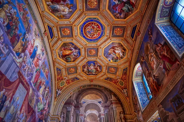 Vatikánváros Vatikán 2019 Május Festmények Falon Mennyezeten Vatikáni Múzeumban 1506 — Stock Fotó