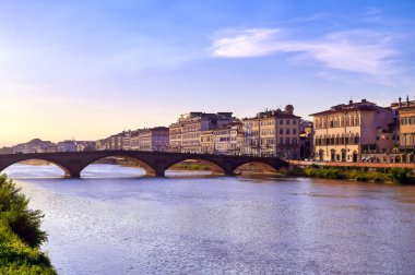 A view along the Arno River in Florence, Italy.