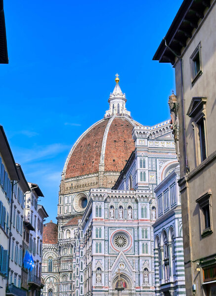 A daytime view of the Florence Cathedral located in Florence, Italy.