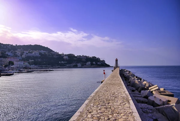 Маяк Порту Ниццы Средиземном Море Ницце Франция Вдоль Французской Ривьеры — стоковое фото