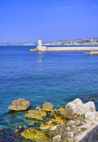 Lighthouse Port Nice Mediterranean Sea Nice France French Riviera — Stock Photo, Image