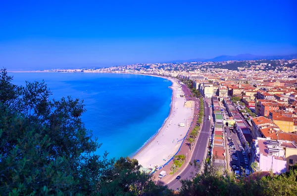 Promenade Des Anglais Mar Mediterráneo Niza Francia Largo Riviera Francesa —  Fotos de Stock