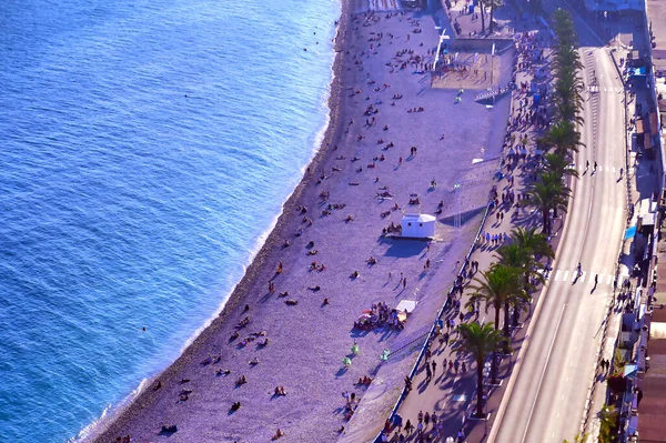 Promenade Des Anglais Aan Middellandse Zee Nice Frankrijk Langs Franse — Stockfoto