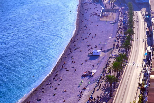 Promenade Des Anglais Mediterranean Sea Nice Franciaország Francia Riviéra Mentén — Stock Fotó