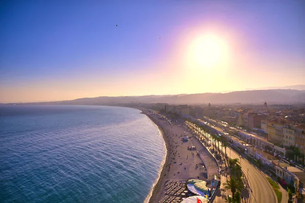 Promenade Des Anglais Sur Mer Méditerranée Nice France Long Côte — Photo