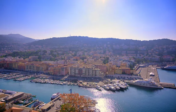 Vue Aérienne Port Nice Sur Mer Méditerranée Nice France Long — Photo