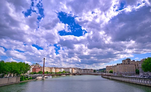 Lyon Fransa Saone Nehri Boyunca Uzanan Mimari — Stok fotoğraf