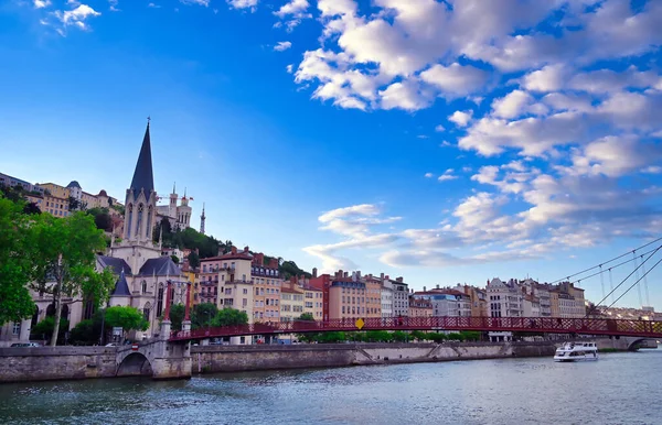 Lyon Fransa Saone Nehri Boyunca Uzanan Mimari — Stok fotoğraf
