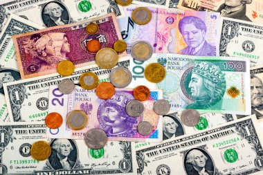 Yabancı para birimi closeup para uluslararası para birimleri