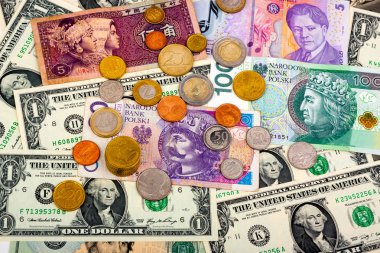 Yabancı para birimi closeup para uluslararası para birimleri