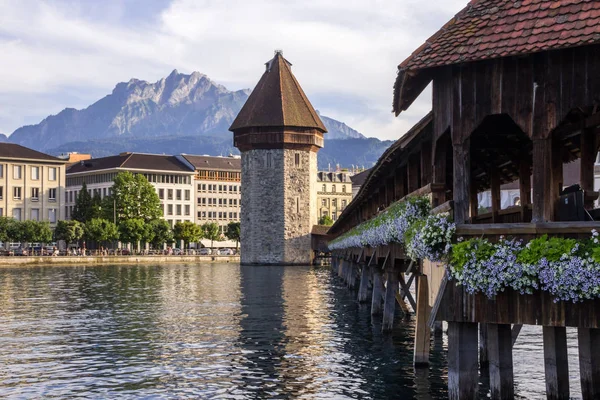 Kapellenbrücke Luzern Der Schweiz Europa — Stockfoto