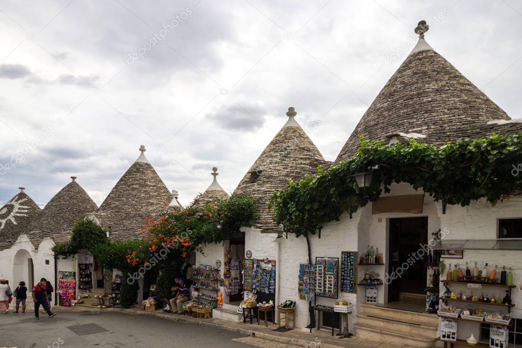 trulli houses in Arbelobello in Puglia in Italy