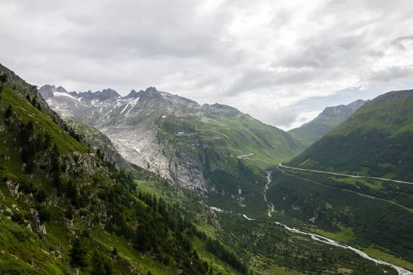 Carretera Montaña Por Paso Furka Los Alpes Suiza —  Fotos de Stock