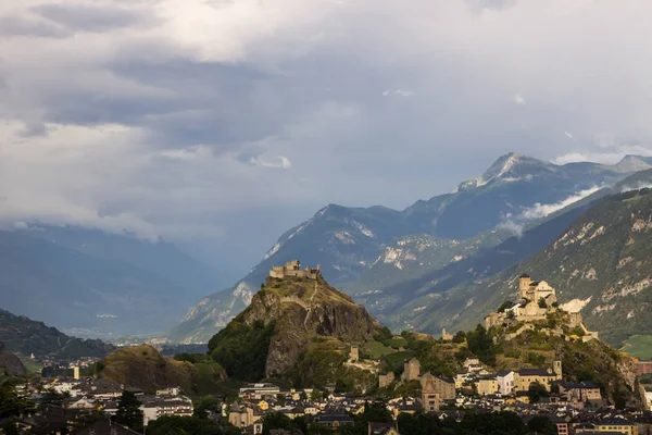 Castles Sion Switzerland Alps — Stock Photo, Image