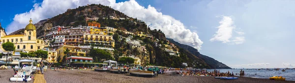 Beach Streets Colorful Houses Hill Positano Amalfi Coast Italy — Stock Photo, Image