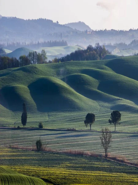 Sunrise Rolling Hills Crete Senesi Tuscany — 스톡 사진