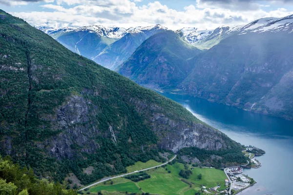 Norveç Stegastein Bakış Açısından Aurlandsfjord Panoraması — Stok fotoğraf