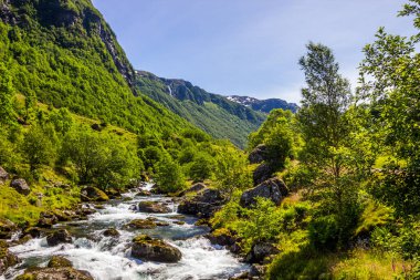 Norveç 'teki Folgefonna Ulusal Parkı' nda dağ yolu