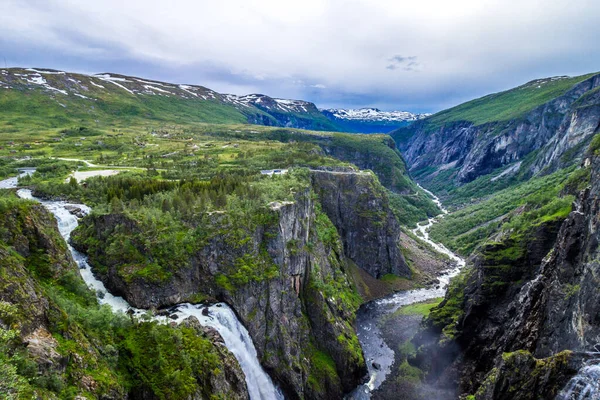 Cascada Voringsfossen Valle Mabodalen Noruega — Foto de Stock