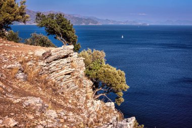 Amos antik şehir Turunç Bozburun Yarımadası und Ege vista