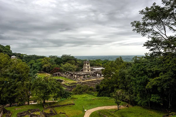 Panoramatický Průhled dávných Maya městského státu — Stock fotografie