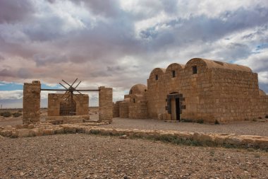 Qasr Amra Doğu Jordan ıssız bir kale kalıntıları