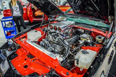 Moskova - Ağustos 2016: Pontiac Firebird üzerinde 20 Ağustos 2016 yılında Moskova, Rusya Mias Moskova Uluslararası Otomobil salonunda sunulan 1989