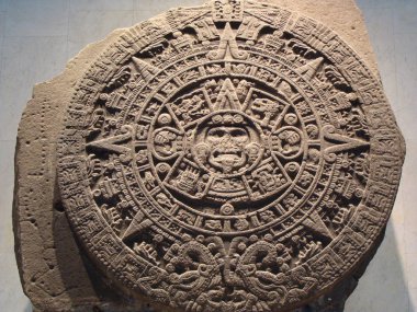 The Aztec Calendar / The Sun stone, in the National Anthropology Museum. clipart