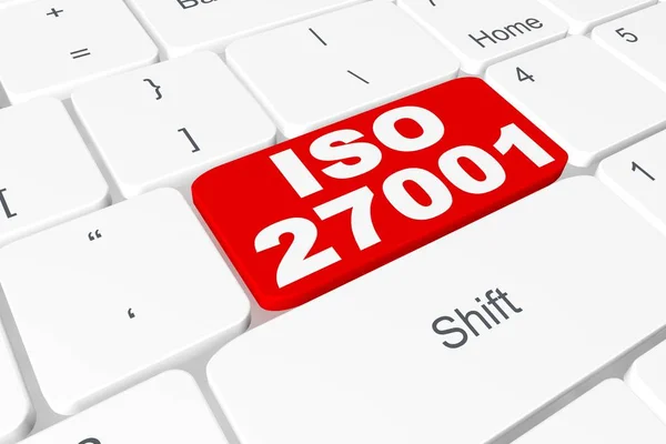Botón "iso 27001" en el teclado 3D — Foto de Stock
