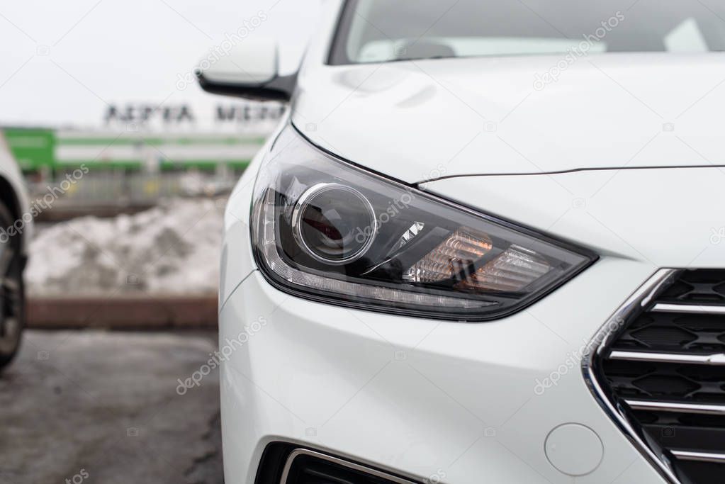 Novokuznetsk, Russia - Mart 25, 2017: Hyundai Accent (Solaris) lamp