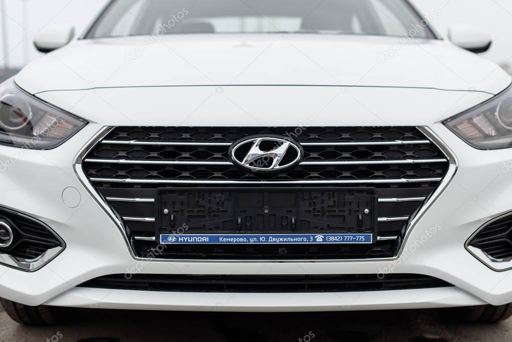 Novokuznetsk, Russia - Mart 25, 2017: Hyundai Accent (Solaris) radiator grille