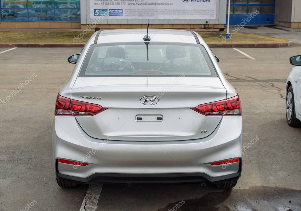 Novokuznetsk, Russia - Mart 25, 2017: Hyundai Accent (Solaris) back view