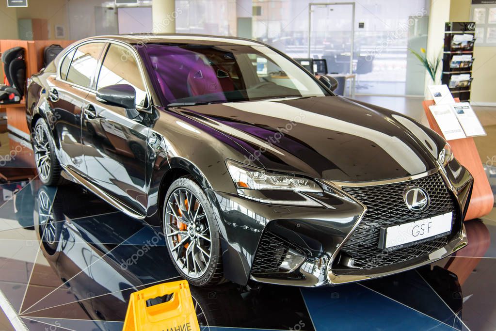 Novokuznetsk, Russia - August 24, 2017: Lexus GS F in dealership Lexus in Novokuznetsk