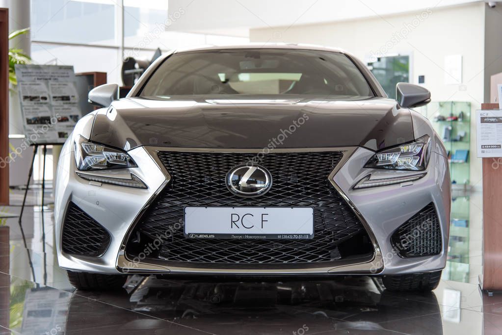 Novokuznetsk, Russia - August 24, 2017: Lexus RC F in dealership Lexus in Novokuznetsk