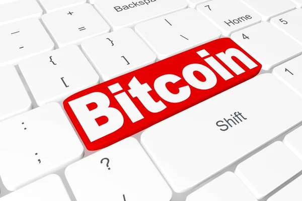 Botão Bitcoin Teclado — Fotografia de Stock